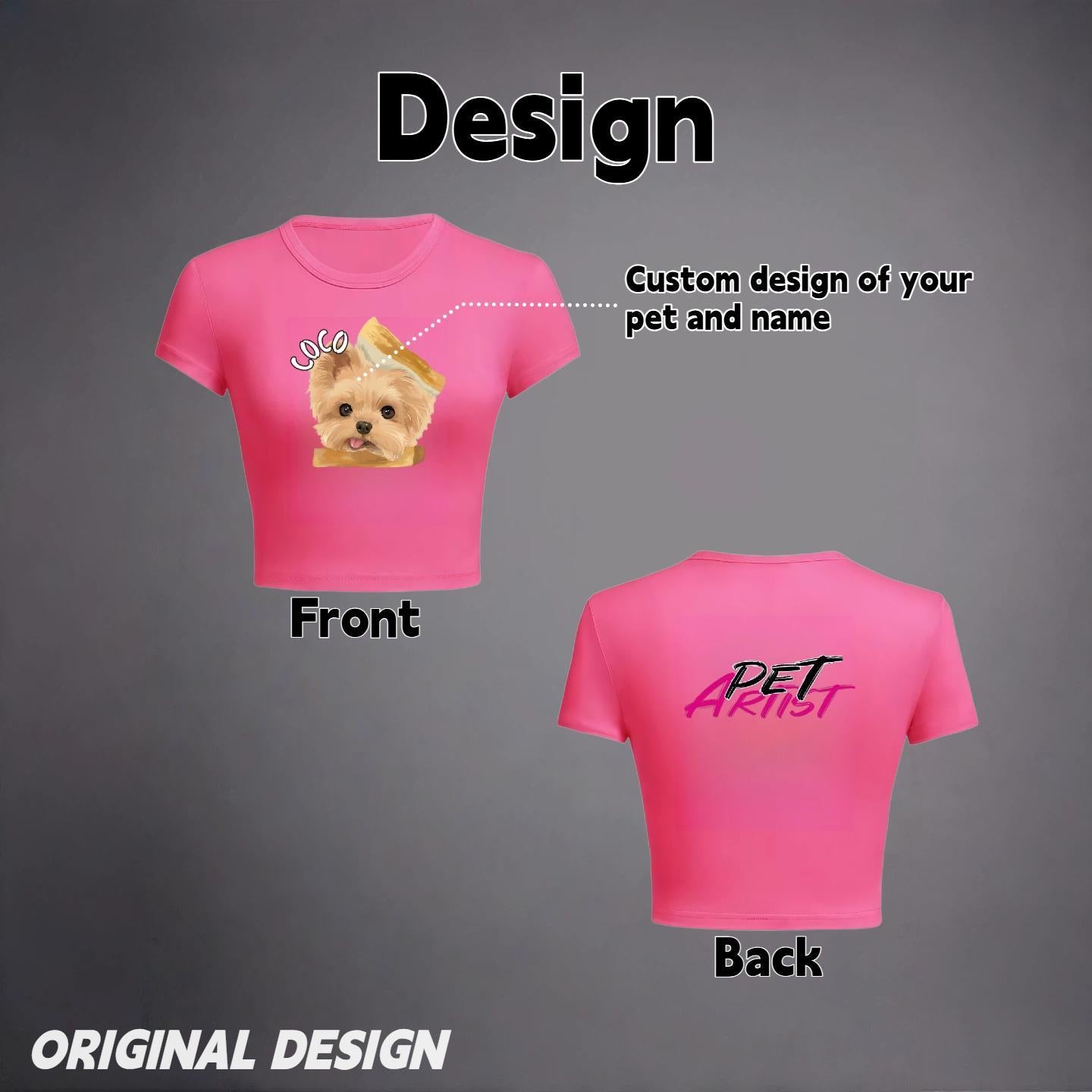 Custom Pet Face Crop Top for Women, Personalized Dog Cat Photo T-Shirt Cute Graphic Tee Slim Fit Short Sleeve Summer Top Gift for Pet Lovers