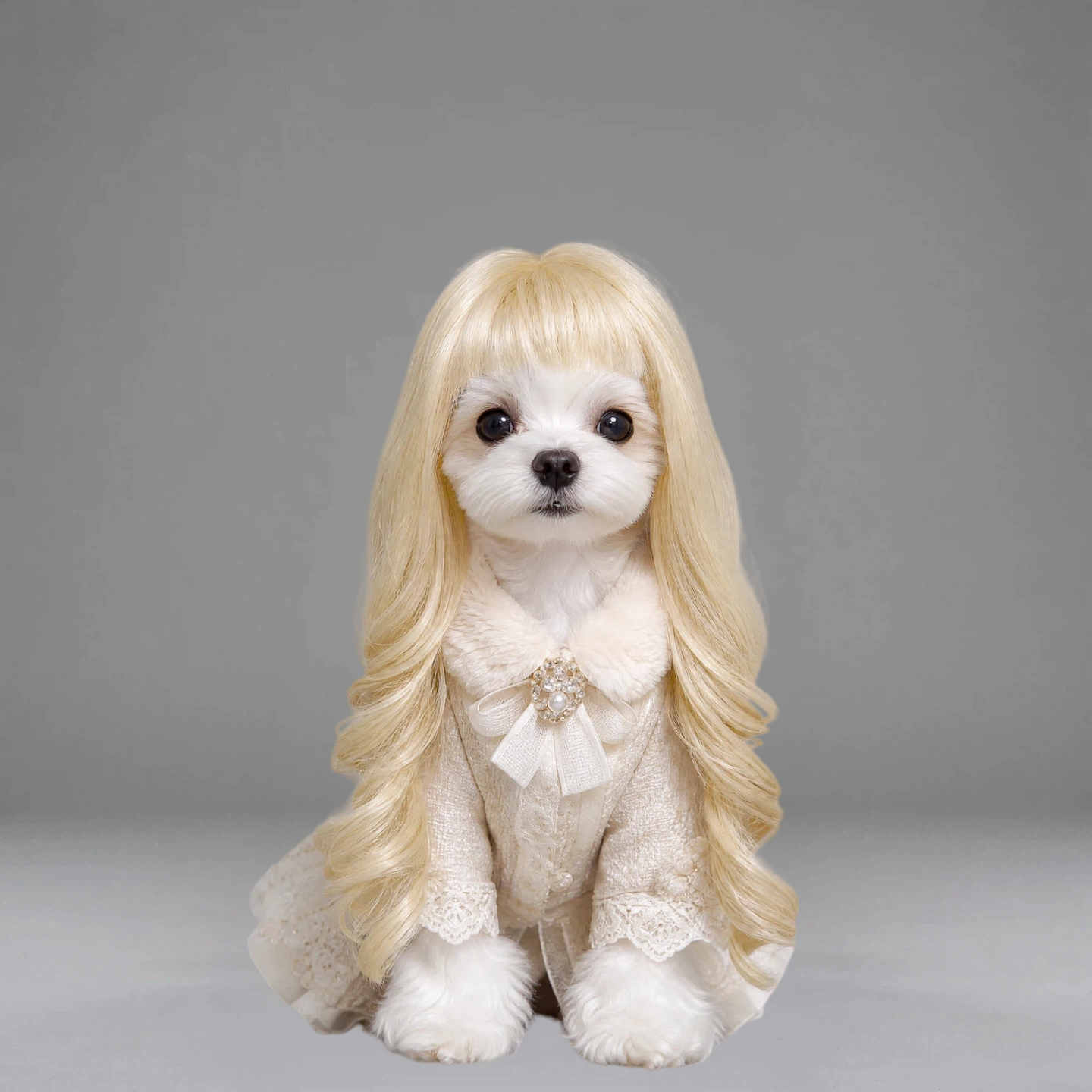 Pet Costume Wig, Cute Blonde Long Curly Wig for Dogs & Cats, Pet Cosplay Wig for Halloween/Party/Photoshoot