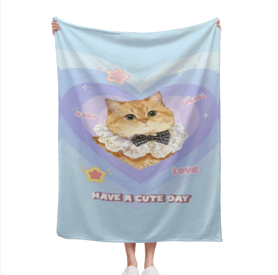Customized pet blankets, cat and dog themed birthday gifts, nap blankets, sofa blankets