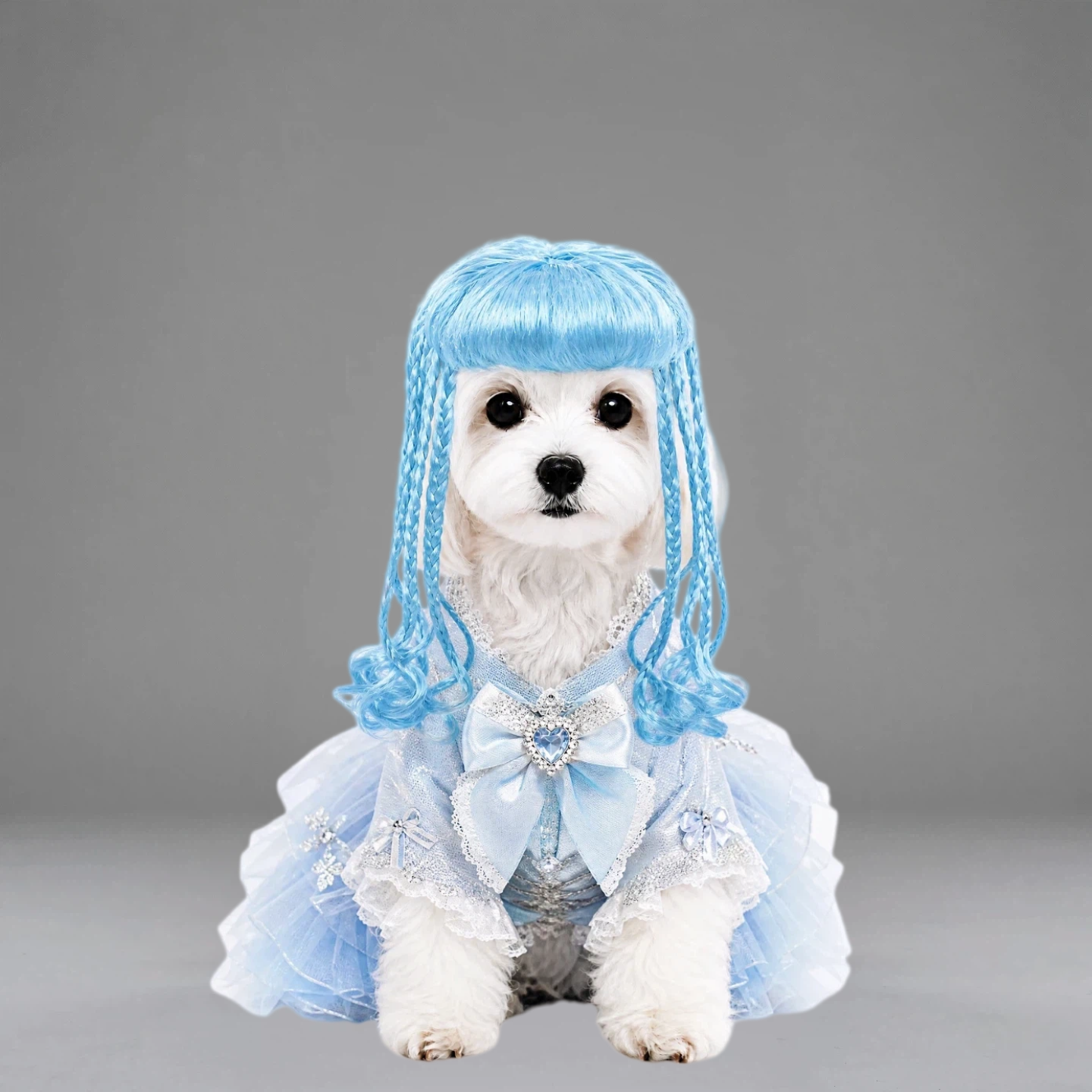 Brown Braided Pet Wig, Cute Gothic Lolita Style Wig with Bangs for Small Dogs & Cats