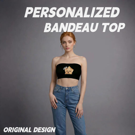 Custom Pet Tube Top Personalized Dog & Cat Photo Bandeau Top, Soft Stretch Strapless Crop Top for Women, Cute Gift for Pet Lovers