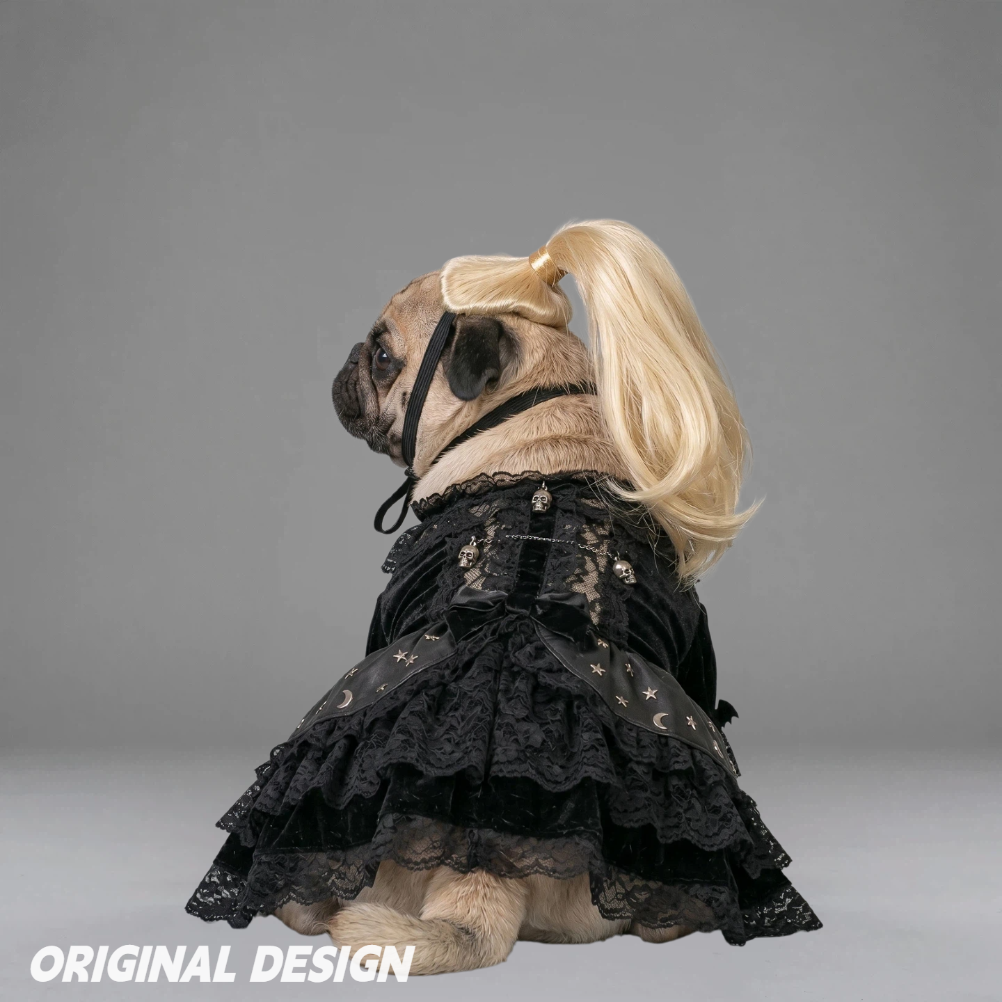 Light Blonde Ponytail Pet Wig for Dogs & Cats – Funny Costume Hairpiece for Cute Photos & Dress-Up