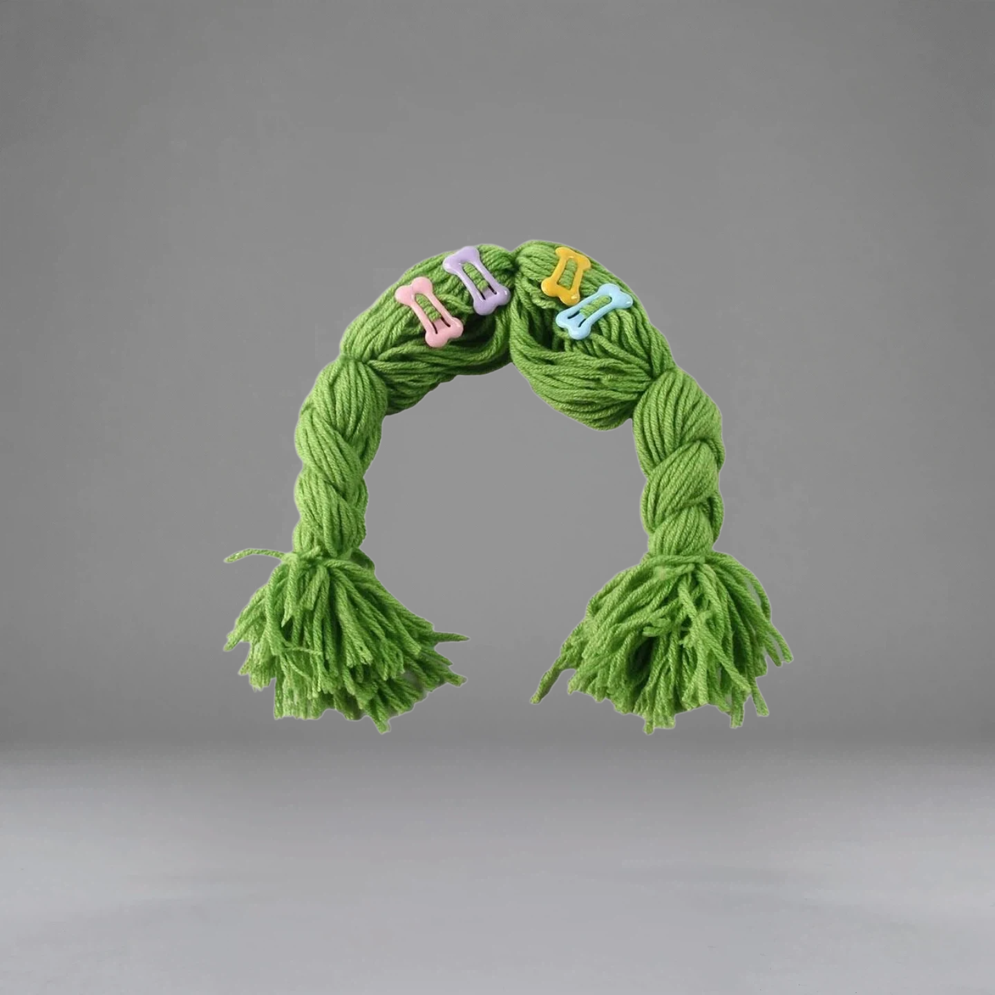 Dopamine Color Double Ponytail Knitted Pet Hair Accessory – Handmade Crochet Dress-Up Prop for Dogs & Cats