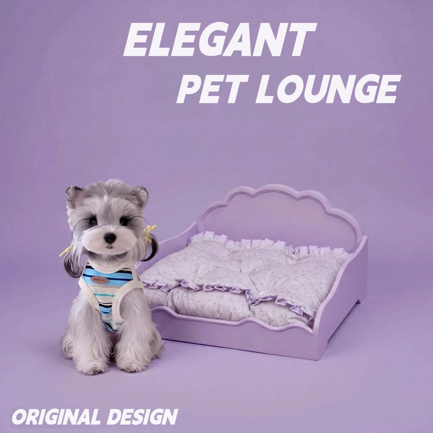 The Regal Princess Satin & Lace Scalloped Pet Daybed for Dogs Cats